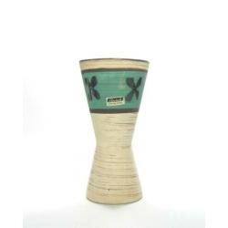 Vintage vaas West Germany Scheurich 244-17 beige/groen/zwar