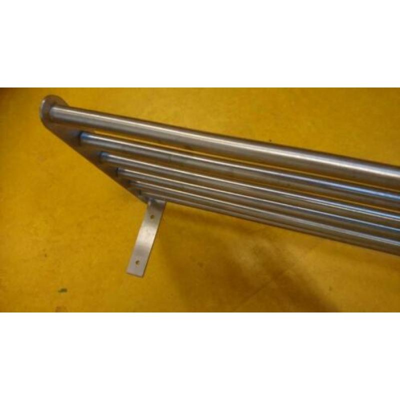 Rvs kapstok met hoedenplank 120 x 27 cm + gratis kapstokken
