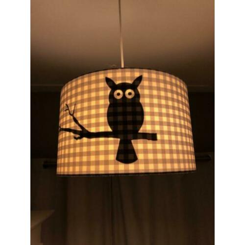 Lamp kind blauw/wit met silhouet uil