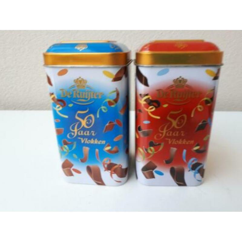 2x Blikjes De Ruijter's 50 jaar VLOKKEN- Puur & Melk (Set)
