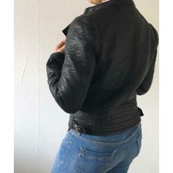 Zwart biker jasje / Jack leer maat 38/M