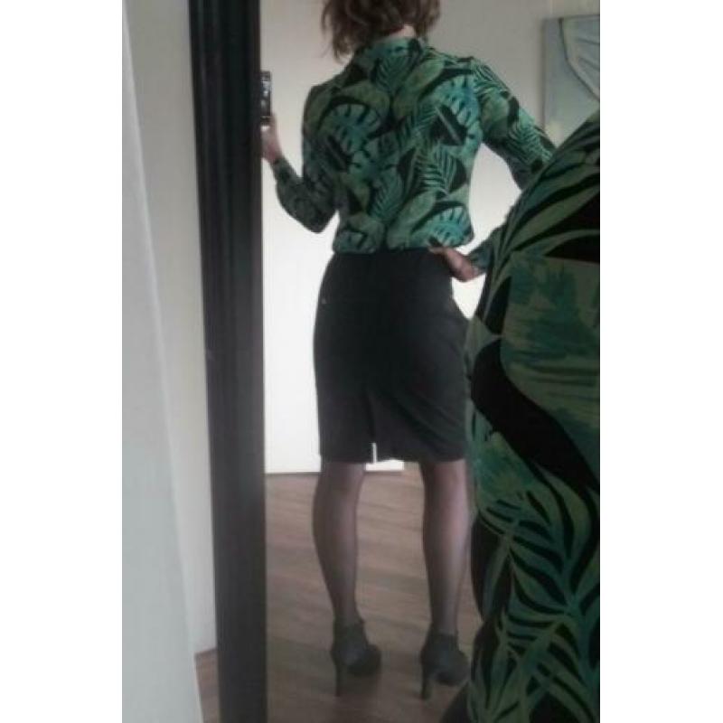 ESPRIT kokerrok imitatieleer leather look zwart - S 36