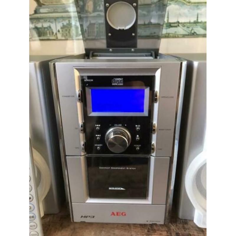 Goede mini stereotoren AEG 2 boxen afstandsbediening zilver