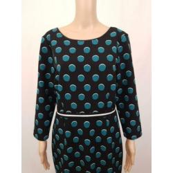 Nieuwe zwarte jurk groene dots polkadot merk Steps maat 40