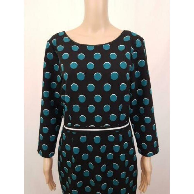 Nieuwe zwarte jurk groene dots polkadot merk Steps maat 40