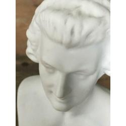 Borstbeeldje Mozart wit mat porselein 16,5 cm