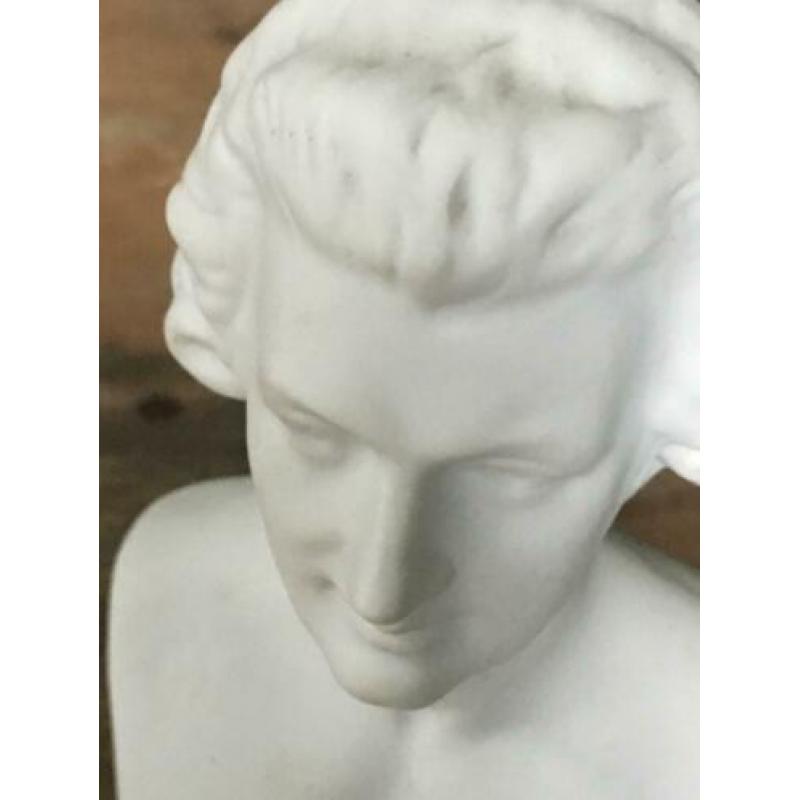 Borstbeeldje Mozart wit mat porselein 16,5 cm