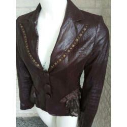 Bruin lederen jasje met studs maat S