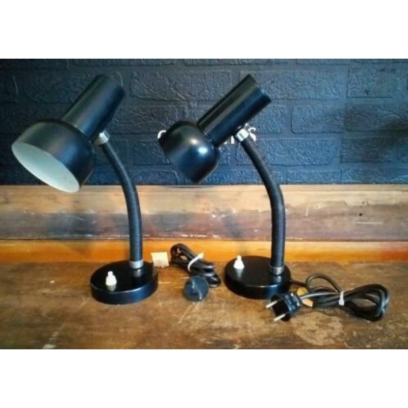 Set zwarte massive vintage bureaulampen