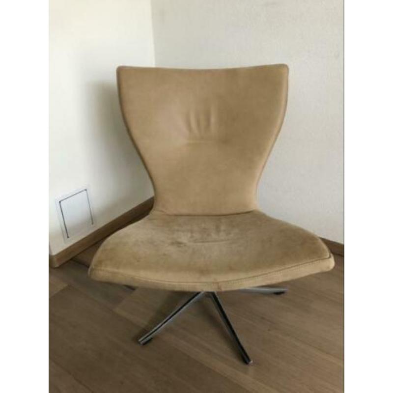 Fauteuil draaifauteuil leer design cognac