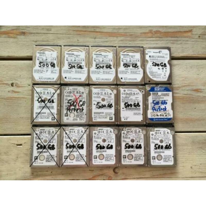 25x sata 2,5" inch laptop hardeschijf, 500gb / 320 gb / 250