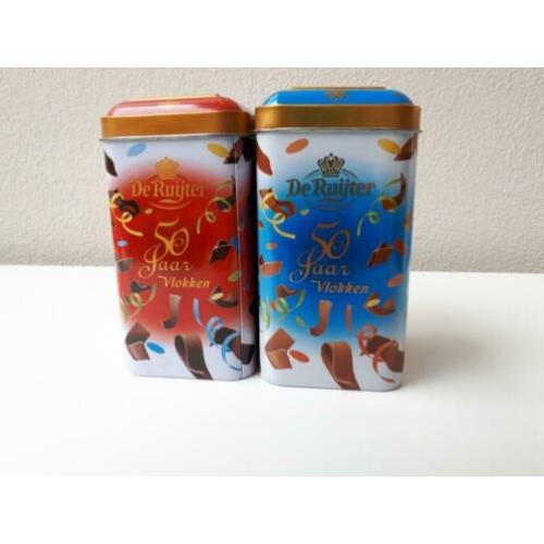 2x Blikjes De Ruijter's 50 jaar VLOKKEN- Puur & Melk (Set)
