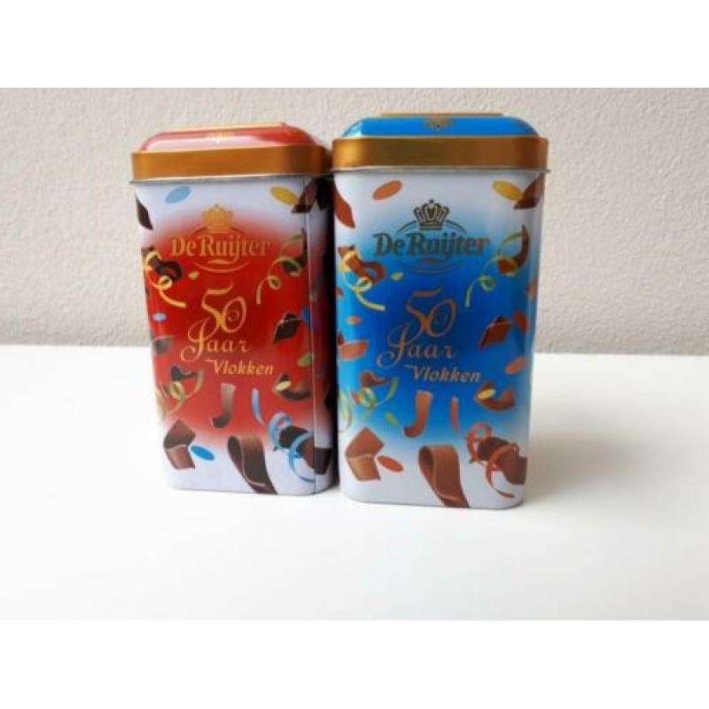 2x Blikjes De Ruijter's 50 jaar VLOKKEN- Puur & Melk (Set)