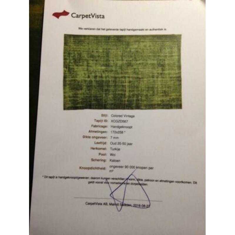 Perzisch tapijt handgeknoopt en colored in groen