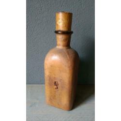 Antieke Likeurfles glas/leer
