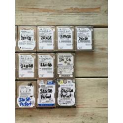 25x sata 2,5" inch laptop hardeschijf, 500gb / 320 gb / 250