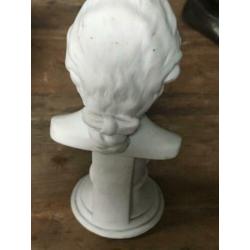 Borstbeeldje Mozart wit mat porselein 16,5 cm