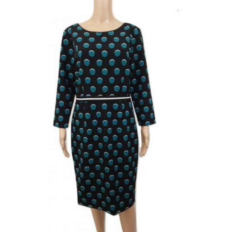 Nieuwe zwarte jurk groene dots polkadot merk Steps maat 40