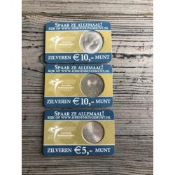 Coincard 2002 en 2004 zilveren 10 en 5 euro munten schaars