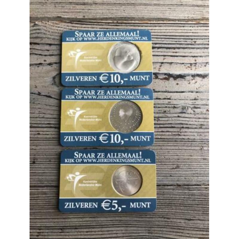 Coincard 2002 en 2004 zilveren 10 en 5 euro munten schaars
