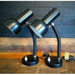 Set zwarte massive vintage bureaulampen