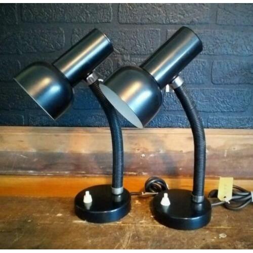 Set zwarte massive vintage bureaulampen