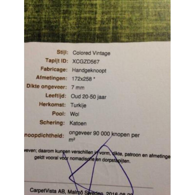 Perzisch tapijt handgeknoopt en colored in groen
