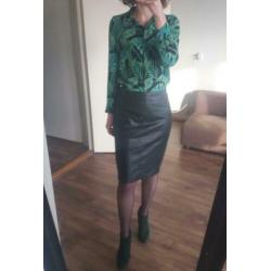 ESPRIT kokerrok imitatieleer leather look zwart - S 36