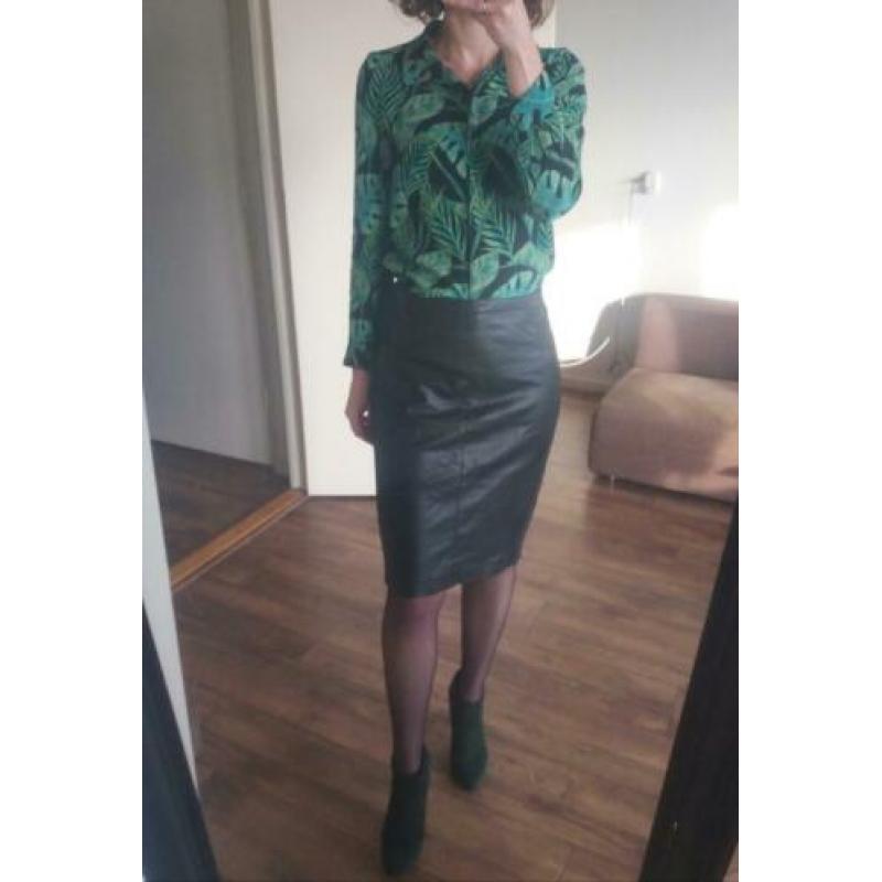 ESPRIT kokerrok imitatieleer leather look zwart - S 36