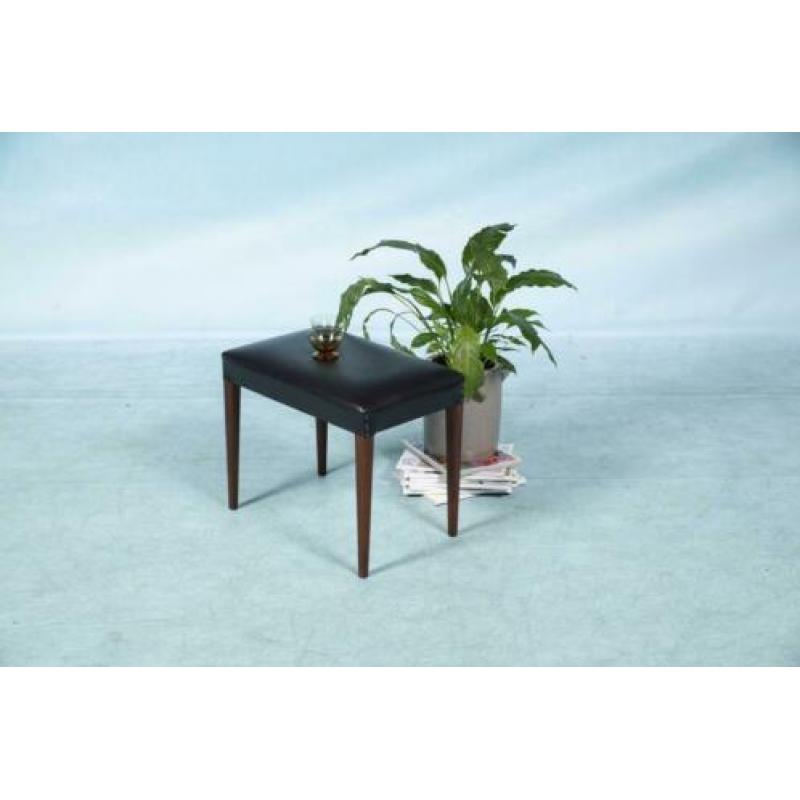 Vintage teakhouten voetenbankje jaren 50 l kruk stool