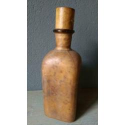 Antieke Likeurfles glas/leer