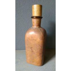 Antieke Likeurfles glas/leer