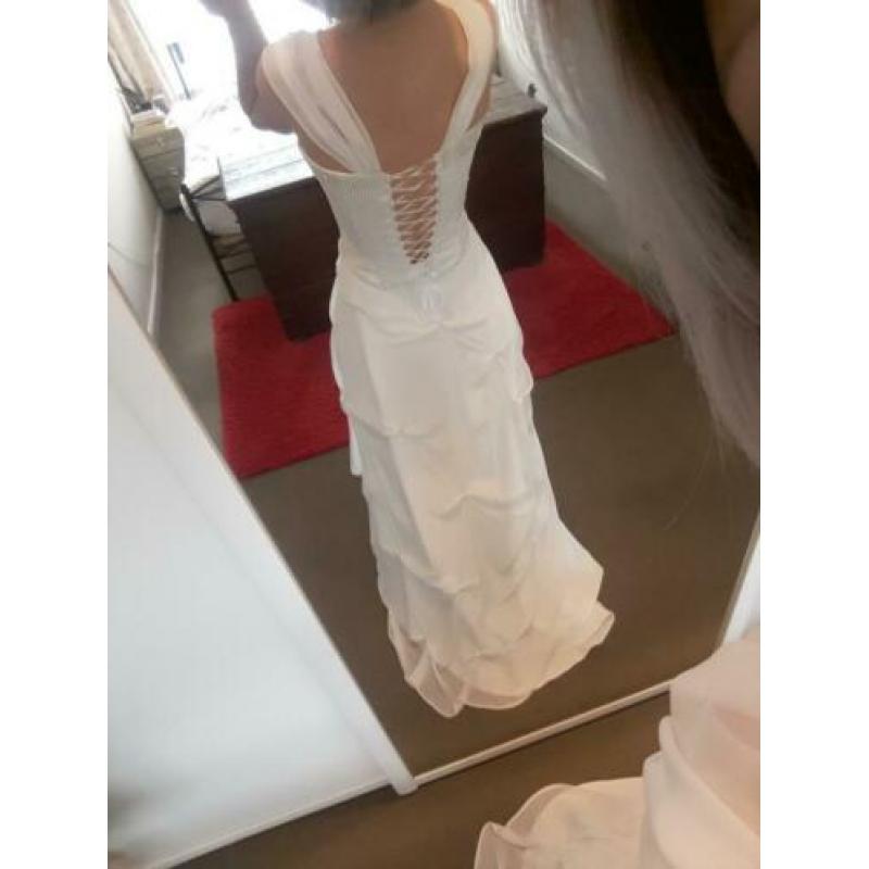 PRIJS VERLAAGD trouwjurk openrug corset met rok mt 34/36