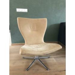 Fauteuil draaifauteuil leer design cognac