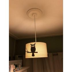 Lamp kind blauw/wit met silhouet uil