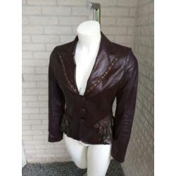 Bruin lederen jasje met studs maat S