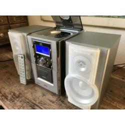 Goede mini stereotoren AEG 2 boxen afstandsbediening zilver
