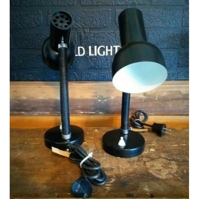 Set zwarte massive vintage bureaulampen