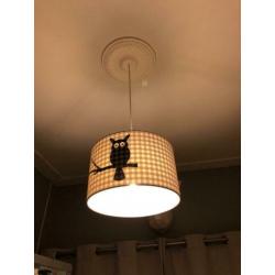 Lamp kind blauw/wit met silhouet uil