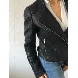 Zwart biker jasje / Jack leer maat 38/M
