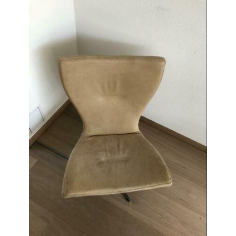 Fauteuil draaifauteuil leer design cognac