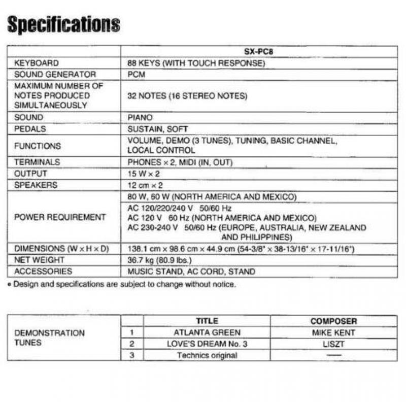 Technics SX-PC8 - 88 keys