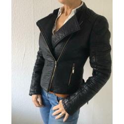 Zwart biker jasje / Jack leer maat 38/M