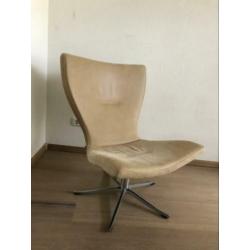 Fauteuil draaifauteuil leer design cognac