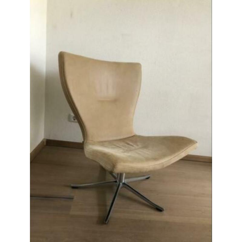 Fauteuil draaifauteuil leer design cognac