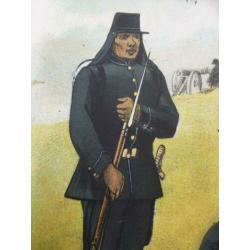 Prachtige antieke (1887) litho Inlandsche Afrikaanse troepen