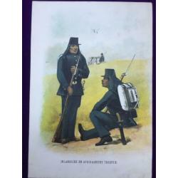 Prachtige antieke (1887) litho Inlandsche Afrikaanse troepen