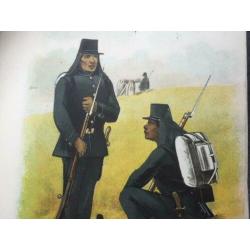 Prachtige antieke (1887) litho Inlandsche Afrikaanse troepen