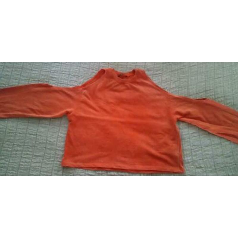 Bershka cropped trui maat M oranje blote schouders croptop