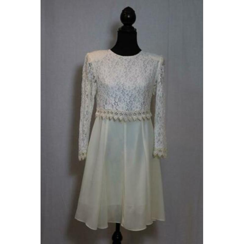 Vintage jurk wit met kant trouwjurk maat 36 38 NIEUW
